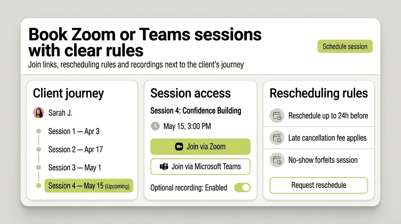 Book Zoom or Teams sessions with clear policies