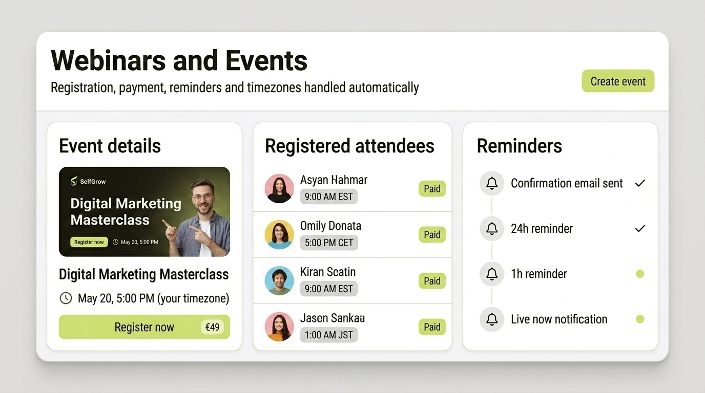 Webinars and events
